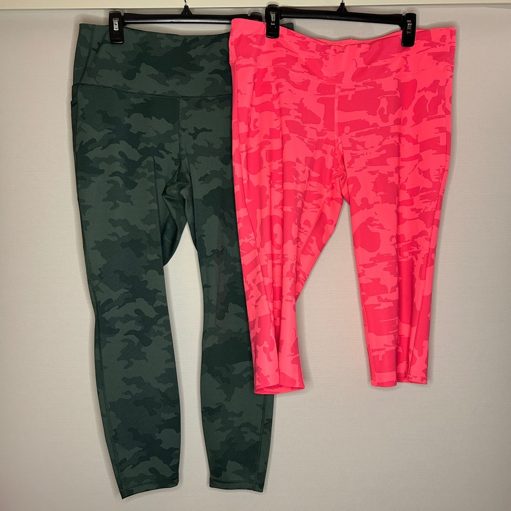 BUNDLE All in Motion Green New Balance Dry Pink Camo Leggings Athletic Women XXL